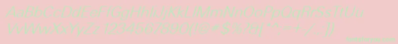 UniqueLightItalic-Schriftart – Grüne Schriften auf rosa Hintergrund
