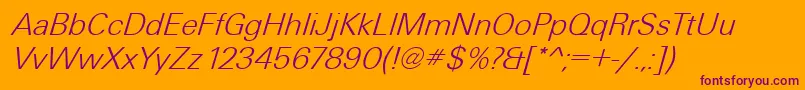 UniqueLightItalic Font – Purple Fonts on Orange Background