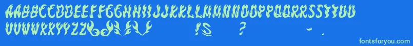 GomariceFontYakiGoma Font – Green Fonts on Blue Background