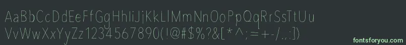Avenircondensedhand-fontti – vihreät fontit mustalla taustalla