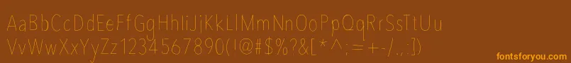 Avenircondensedhand-Schriftart – Orangefarbene Schriften auf braunem Hintergrund