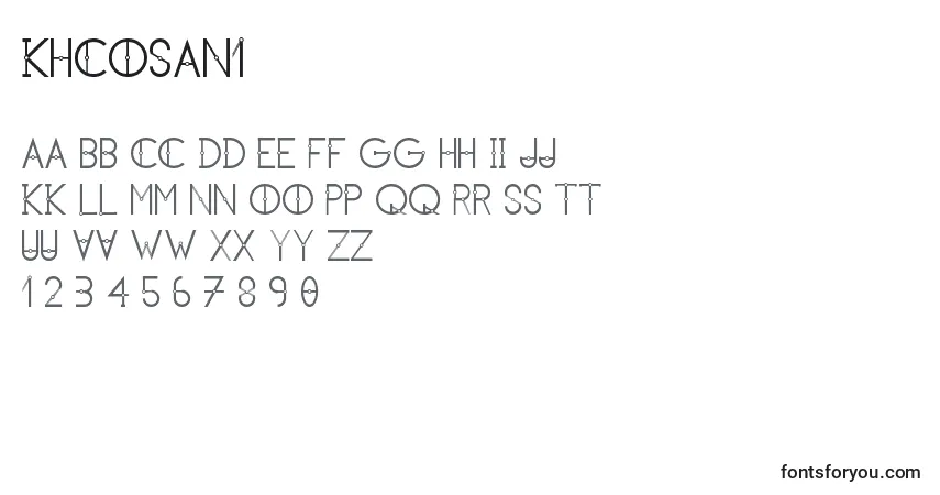 Czcionka KhCosan1 – alfabet, cyfry, specjalne znaki