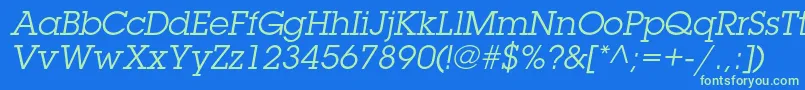 LubalingraphstdBookoblique Font – Green Fonts on Blue Background