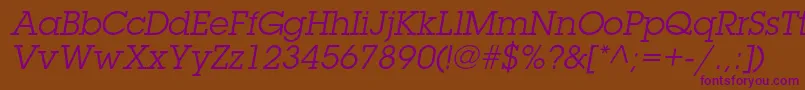 LubalingraphstdBookoblique Font – Purple Fonts on Brown Background