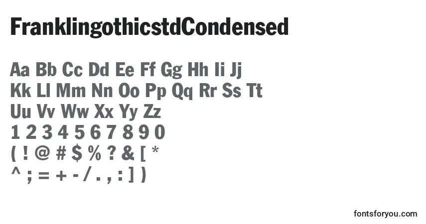 A fonte FranklingothicstdCondensed – alfabeto, números, caracteres especiais