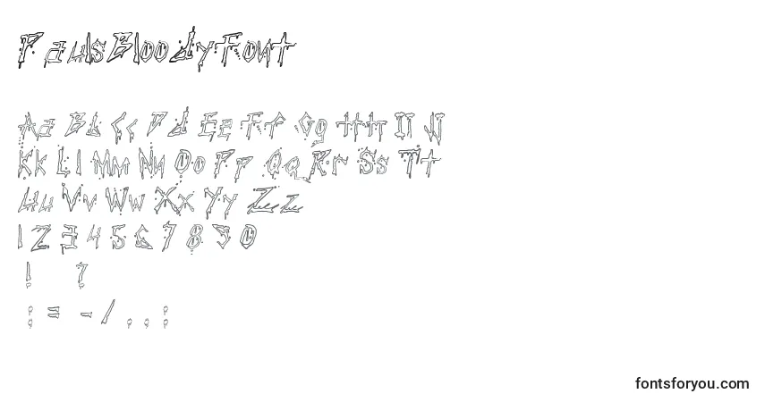 Czcionka PaulsBloodyFont – alfabet, cyfry, specjalne znaki