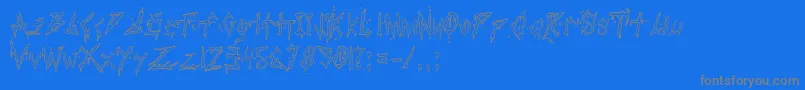 Weitere Informationen zur PaulsBloodyFont-Schriftart PaulsBloodyFont-Schriftart – Graue Schriften auf blauem Hintergrund