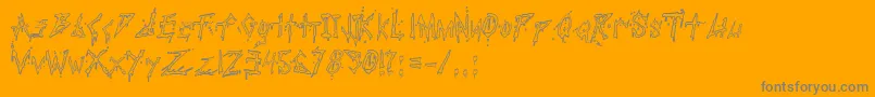Weitere Informationen zur PaulsBloodyFont-Schriftart PaulsBloodyFont-Schriftart – Graue Schriften auf orangefarbenem Hintergrund