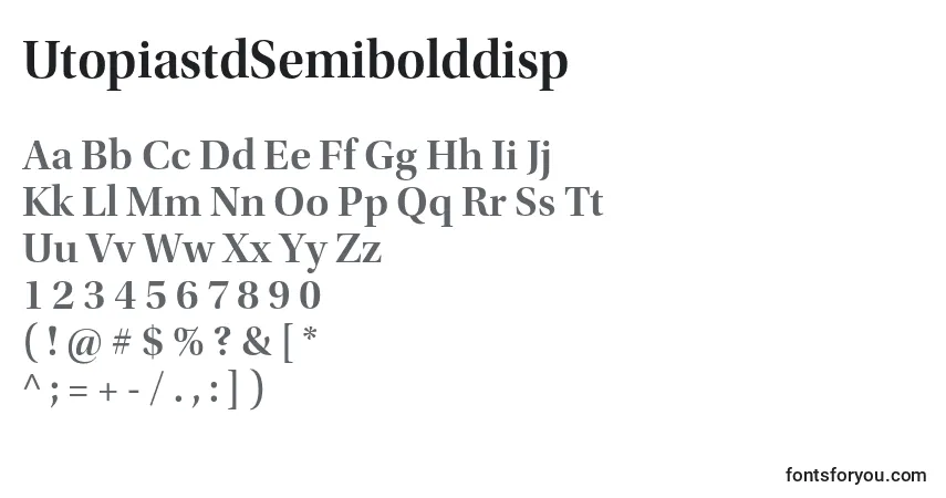 Czcionka UtopiastdSemibolddisp – alfabet, cyfry, specjalne znaki