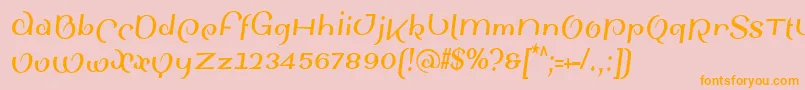 フォントSinahsansLtBoldCondensedItalic – オレンジの文字がピンクの背景にあります。