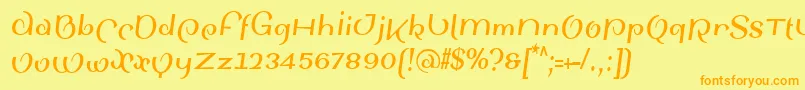 フォントSinahsansLtBoldCondensedItalic – オレンジの文字が黄色の背景にあります。