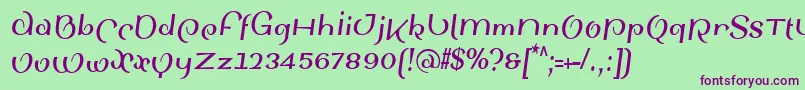 SinahsansLtBoldCondensedItalic-fontti – violetit fontit vihreällä taustalla