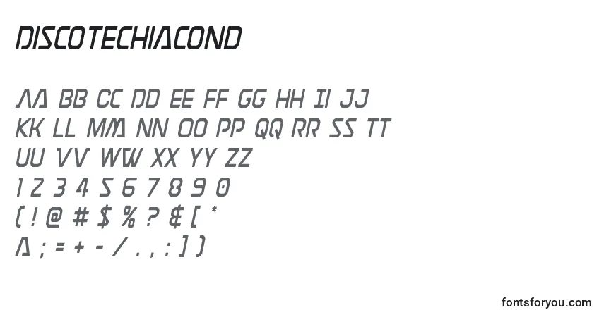 Schriftart Discotechiacond – Alphabet, Zahlen, spezielle Symbole