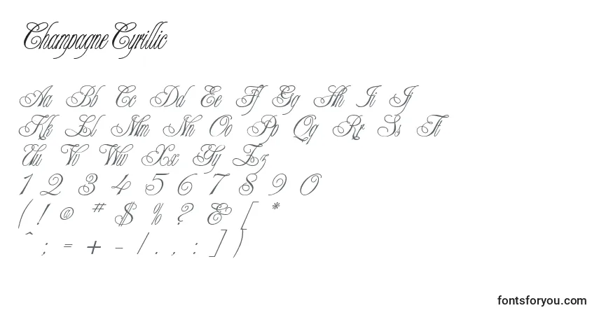 Schriftart ChampagneCyrillic – Alphabet, Zahlen, spezielle Symbole
