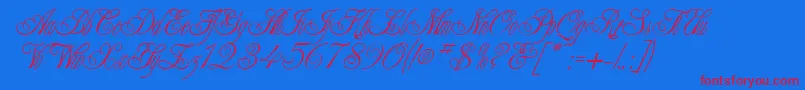 ChampagneCyrillic-Schriftart – Rote Schriften auf blauem Hintergrund