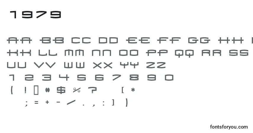 A fonte 1979 – alfabeto, números, caracteres especiais