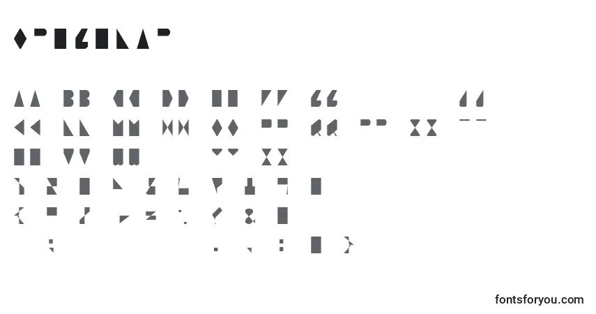 Schriftart ORegular – Alphabet, Zahlen, spezielle Symbole