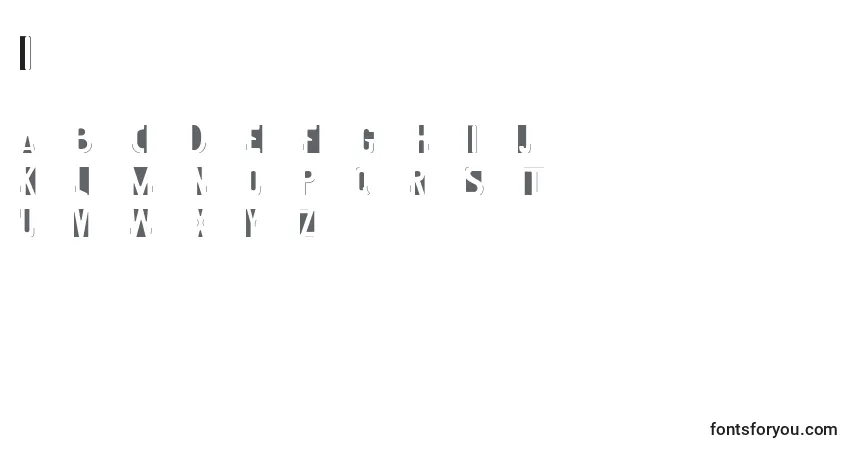 A fonte Imprint – alfabeto, números, caracteres especiais