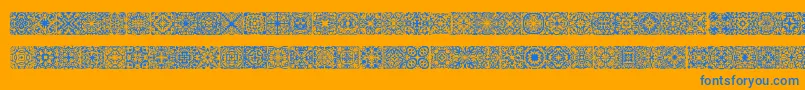 SymmetryBrk-Schriftart – Blaue Schriften auf orangefarbenem Hintergrund