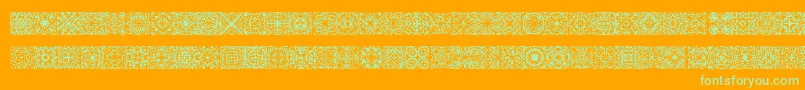 SymmetryBrk-Schriftart – Grüne Schriften auf orangefarbenem Hintergrund