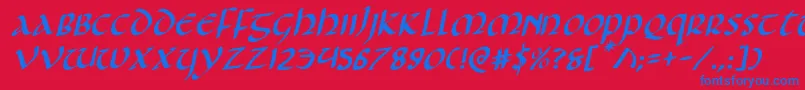 Foucaultrotal Font – Blue Fonts on Red Background