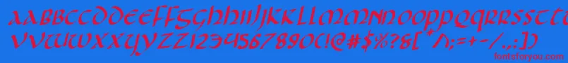 Foucaultrotal Font – Red Fonts on Blue Background