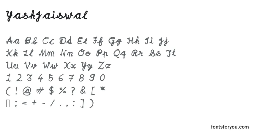A fonte YashJaiswal – alfabeto, números, caracteres especiais