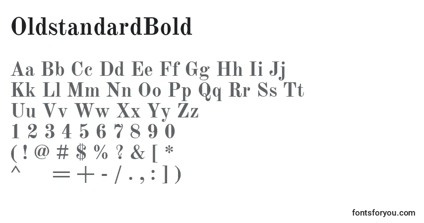 Czcionka OldstandardBold – alfabet, cyfry, specjalne znaki
