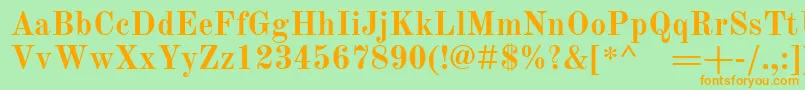 フォントOldstandardBold – オレンジの文字が緑の背景にあります。