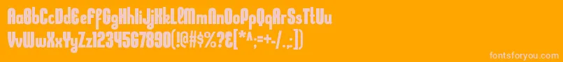 KleptocracycdBold-fontti – vaaleanpunaiset fontit oranssilla taustalla