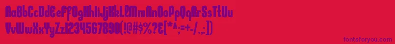 KleptocracycdBold-Schriftart – Violette Schriften auf rotem Hintergrund