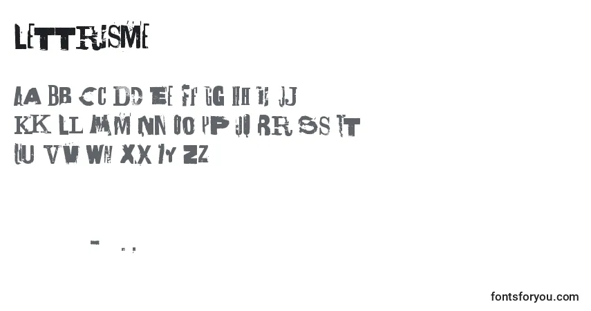 Schriftart Lettrisme – Alphabet, Zahlen, spezielle Symbole