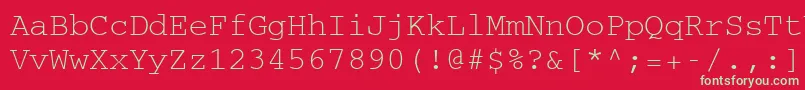CourierCeRegular-Schriftart – Grüne Schriften auf rotem Hintergrund