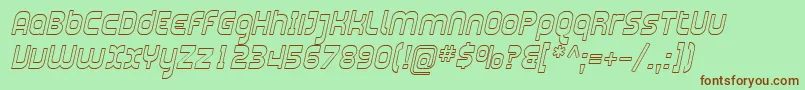 フォントSfplasmaticaoutlineItalic – 緑の背景に茶色のフォント