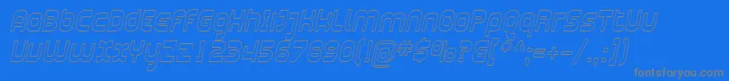 More about SfplasmaticaoutlineItalic Font SfplasmaticaoutlineItalic Font – Gray Fonts on Blue Background