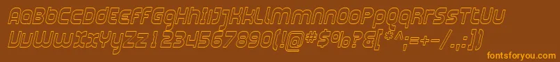 SfplasmaticaoutlineItalic-Schriftart – Orangefarbene Schriften auf braunem Hintergrund