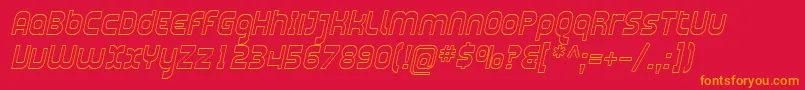 SfplasmaticaoutlineItalicフォントについての詳細 フォントSfplasmaticaoutlineItalic – 赤い背景にオレンジの文字