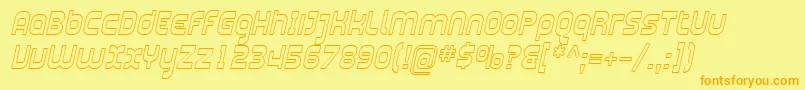 SfplasmaticaoutlineItalic-Schriftart – Orangefarbene Schriften auf gelbem Hintergrund
