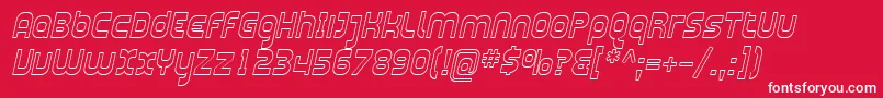 SfplasmaticaoutlineItalic-Schriftart – Weiße Schriften auf rotem Hintergrund