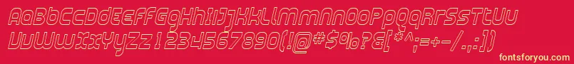SfplasmaticaoutlineItalic-Schriftart – Gelbe Schriften auf rotem Hintergrund