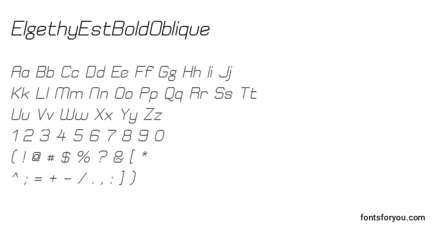 Schriftart ElgethyEstBoldOblique – Alphabet, Zahlen, spezielle Symbole