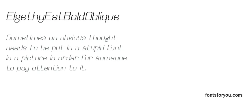 Review of the ElgethyEstBoldOblique Font