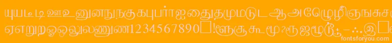AabohiPc-fontti – vaaleanpunaiset fontit oranssilla taustalla
