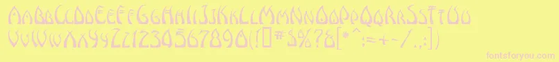 Windswep-Schriftart – Rosa Schriften auf gelbem Hintergrund