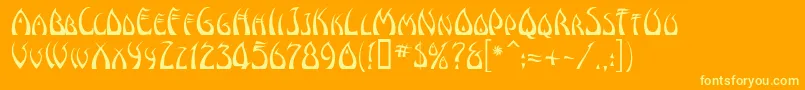 Fonte Windswep – fontes amarelas em um fundo laranja