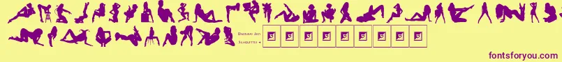 DarriansSexySilhouettes4 Font – Purple Fonts on Yellow Background