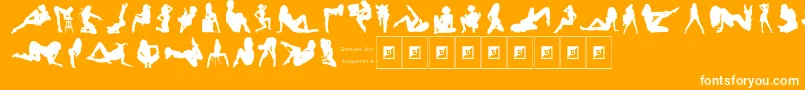 DarriansSexySilhouettes4-Schriftart – Weiße Schriften auf orangefarbenem Hintergrund