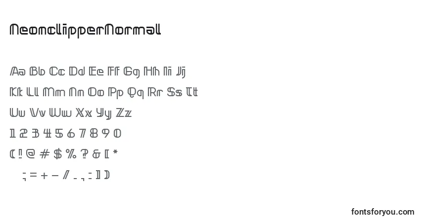 Шрифт NeonclipperNormal – алфавит, цифры, специальные символы