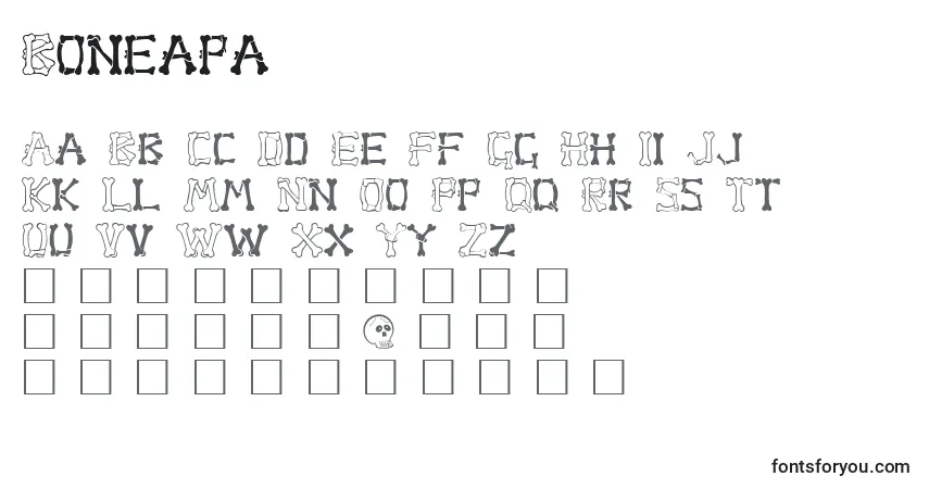 Schriftart Boneapa – Alphabet, Zahlen, spezielle Symbole