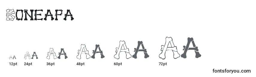 Размеры шрифта Boneapa